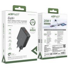 Сетевое зарядное устройство для ACEFAST A65 PD20W GaN single USB-C ultra-thin charger Black (6974316282686)