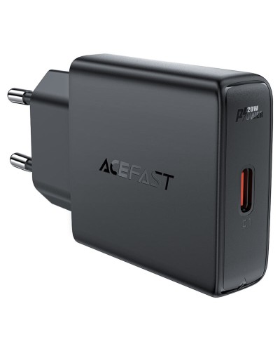 Мережевий зарядний пристрій ACEFAST A65 PD20W GaN single USB-C ultra-thin charger Black (6974316282686)