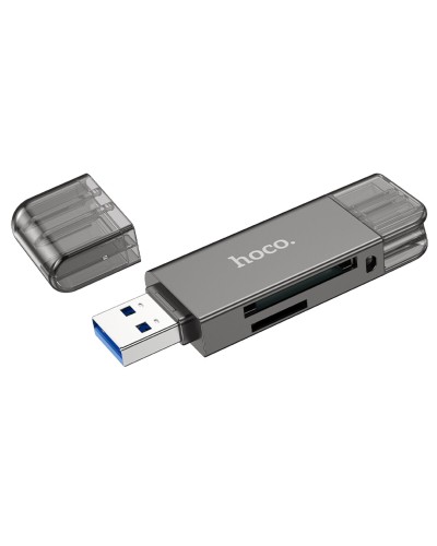 Хаб HOCO HB39 USB/Type-C 3.0 high-speed card reader Metal Gray (6942007604819 )