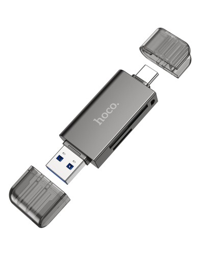 Хаб HOCO HB39 USB/Type-C 3.0 high-speed card reader Metal Gray (6942007604819 )