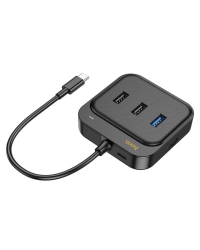 Хаб HOCO HB37 Easy link 6-in-1 Multiport Adapter(HDTV+RJ45+USB3.0+USB2.0*2+PD100W) Black (6931474799029 )