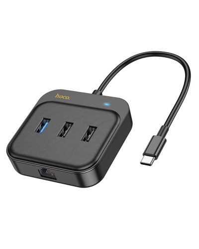 Хаб HOCO HB37 Easy link 6-in-1 Multiport Adapter(HDTV+RJ45+USB3.0+USB2.0*2+PD100W) Black (6931474799029 )