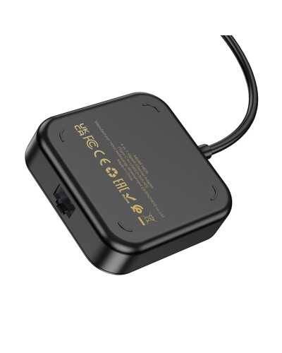 Хаб HOCO HB35 Easy link 4-in-1 Gigabit Ethernet Adapter(Type-C to USB3.0*3+RJ45)(L=0.2M) Black (6931474799005 )