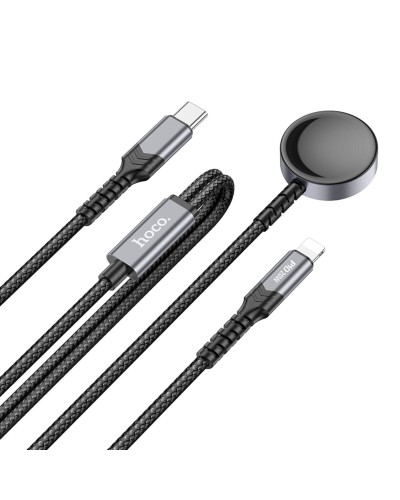 Бездротовий зарядний пристрій HOCO CW54 2-in-1 charging cable iP+iWatch Black (6942007611381 )