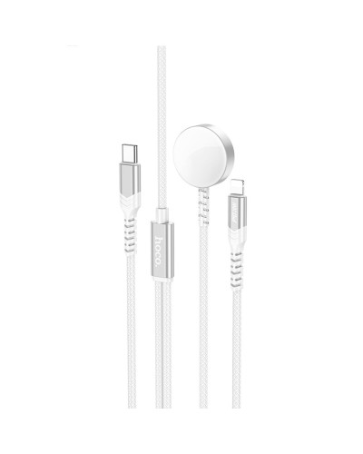 Бездротовий зарядний пристрій HOCO CW54 2-in-1 charging cable iP+iWatch White (6942007611398 )