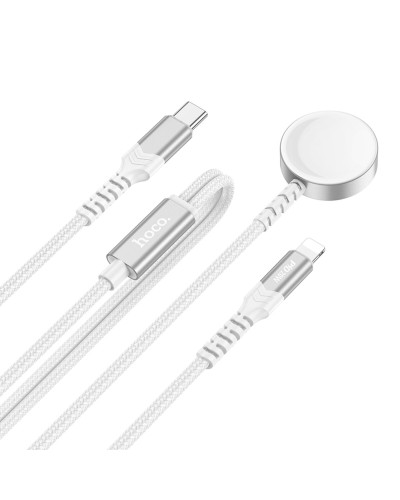 Бездротовий зарядний пристрій HOCO CW54 2-in-1 charging cable iP+iWatch White (6942007611398 )