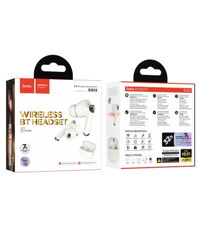 Навушники HOCO EQ12 Rima true wireless BT headset Milky White (6942007618755 )