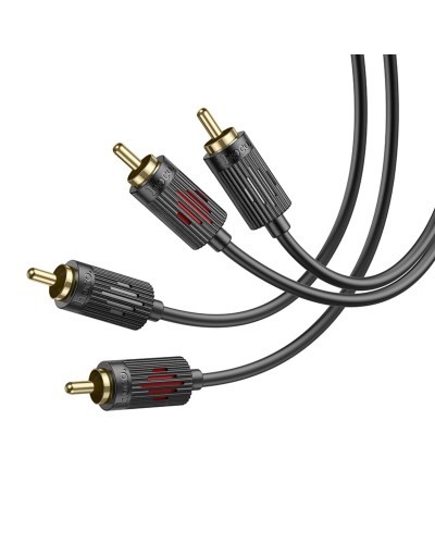 Аудиокабель HOCO UPA29 dual RCA red и white double lotus audio cable Black (6942007607766 )