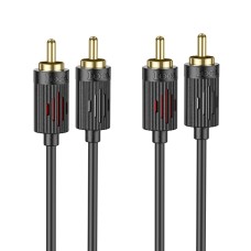 Аудiокабель HOCO UPA29 dual RCA red and white double lotus audio cable Black (6942007607766 )