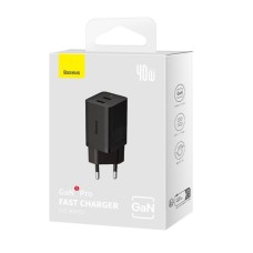 Сетевое зарядное устройство для Baseus GaN5 Pro Fast Charger C+C 40W EU Black (CCGP180101)