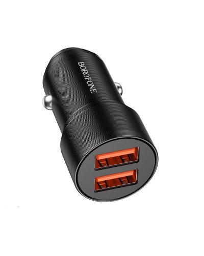 Автомобільний зарядний пристрій BOROFONE BZ19B Wisdom 36W dual port QC3.0 car charger Black (BZ19BCB)