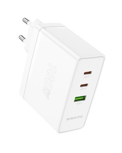 Мережевий зарядний пристрій BOROFONE BN11 Imperial PD100W three-port(2C1A) charger White (6941991103773)