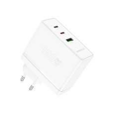 Мережевий зарядний пристрій BOROFONE BN11 Imperial PD100W three-port(2C1A) charger White (6941991103773)