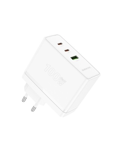 Мережевий зарядний пристрій BOROFONE BN11 Imperial PD100W three-port(2C1A) charger White (6941991103773)