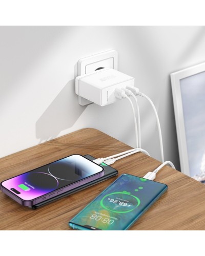 Мережевий зарядний пристрій BOROFONE BN11 Imperial PD100W three-port(2C1A) charger White (6941991103773)