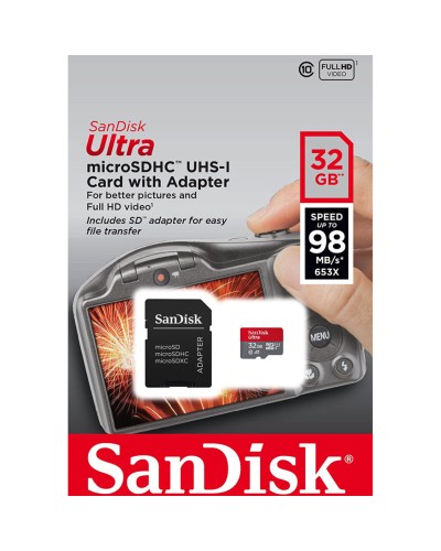 microSDHC (UHS-1) SanDisk Ultra 32Gb class 10 A1 (120Mb/s) (adapter SD) Imaging Packaging (SDSQUA4-032G-GN6IA)