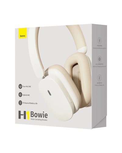 Навушники Baseus Bowie H1 Noise-Cancellation Wireless Headphones Creamy-White (NGTW230202)