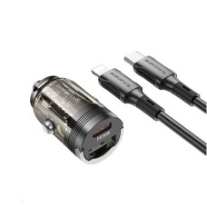 Автомобільний зарядний пристрій BOROFONE BZ29A Talented PD36W+QC3.0 car charger set(C to iP) Black (6941991108792)