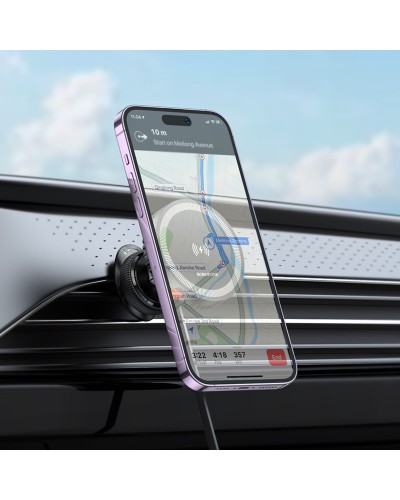 Тримач для мобiльного з БЗП BOROFONE BH207 Mona retractable magnetic wireless fast charging car holder(air outlet) Black (6941991108617)