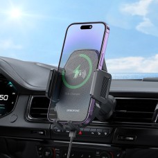 Держатель для мобильного с БЗП BOROFONE BH213 Adelante Wireless Fast Charging Car Holder(Air Outlet) Black (6941991109775)