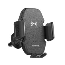 Держатель для мобильного с БЗП BOROFONE BH213 Adelante Wireless Fast Charging Car Holder(Air Outlet) Black (6941991109775)
