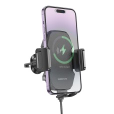 Держатель для мобильного с БЗП BOROFONE BH213 Adelante Wireless Fast Charging Car Holder(Air Outlet) Black (6941991109775)