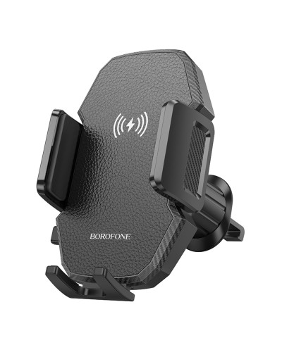 Тримач для мобiльного з БЗП BOROFONE BH213 Adelante wireless fast charging car holder(air outlet) Black (6941991109775)