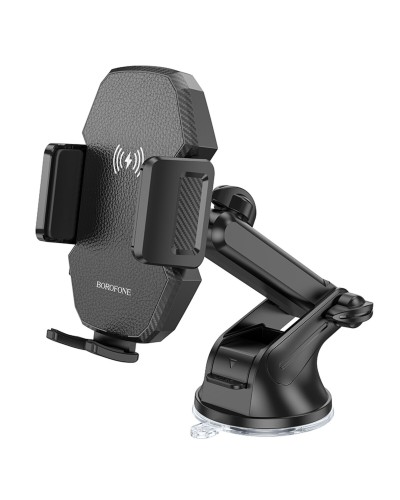 Тримач для мобiльного з БЗП BOROFONE BH214 Adelante wireless fast charging car holder(center console) Black (6941991109782)