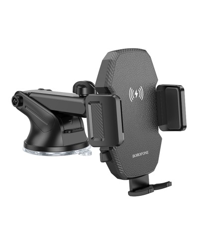 Тримач для мобiльного з БЗП BOROFONE BH214 Adelante wireless fast charging car holder(center console) Black (6941991109782)