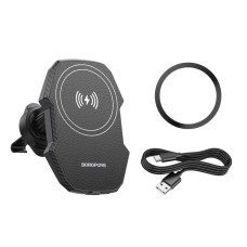 Держатель для мобильного с БЗП BOROFONE BH215 Adelante magnetic wireless fast charging car holder(air outlet) Black (6941991109799)
