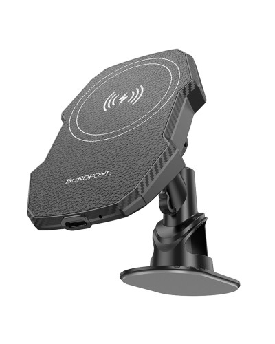 Тримач для мобiльного з БЗП BOROFONE BH216 Adelante magnetic wireless fast charging car holder(center console) Black (6941991109805)