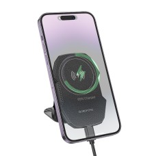 Держатель для мобильного с БЗП BOROFONE BH216 Adelante magnetic wireless fast charging car holder(center console) Black (6941991109805)