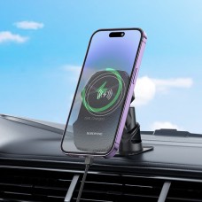 Держатель для мобильного с БЗП BOROFONE BH216 Adelante magnetic wireless fast charging car holder(center console) Black (6941991109805)