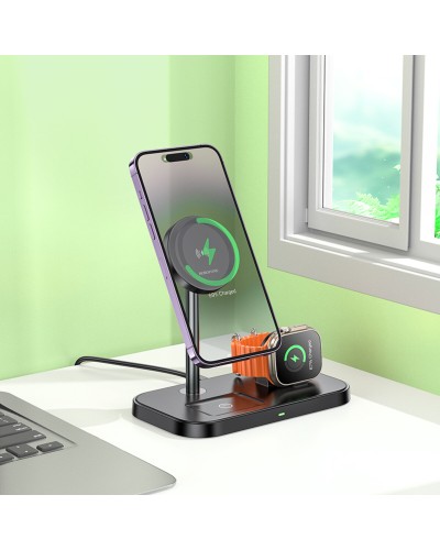 Бездротовий зарядний пристрій BOROFONE BQ29 Feliz 3-in-1 wireless fast charger Black (6941991110290)