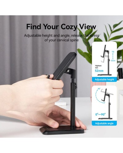 Тримач для телефону Height Adjustable Desktop Cell Phone Stand Black Aluminum Alloy Type (KCQB0) (KCQB0)