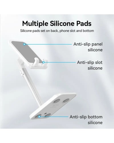 Тримач для телефону Height Adjustable Desktop Cell Phone Stand White Aluminum Alloy Type (KCQW0) (KCQW0)