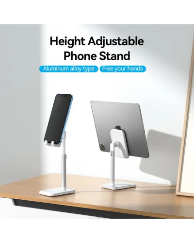 Тримач для телефону Height Adjustable Desktop Cell Phone Stand White Aluminum Alloy Type (KCQW0) (KCQW0)