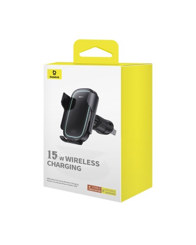 Тримач для мобiльного з БЗП Baseus Milky Way Pro Series Wireless Charging Electric Car Mount Phone Holder 15W Cluster Black (C40357000111-00)