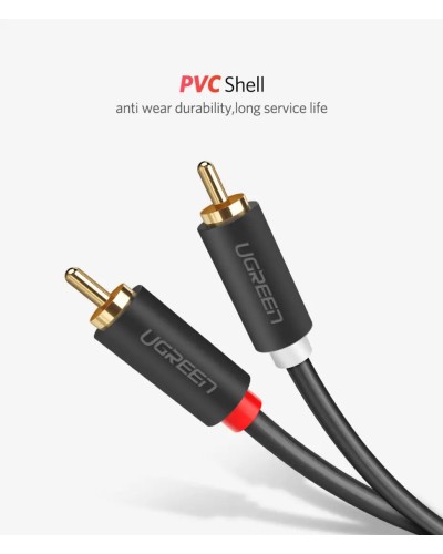 Аудио кабель UGREEN AV104 2RCA Male to 2RCA Male Cable 2m (Black)(UGR-10518) (UGR-10518)