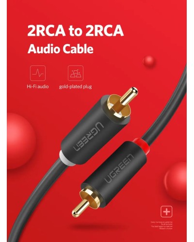 Аудио кабель UGREEN AV104 2RCA Male to 2RCA Male Cable 2m (Black)(UGR-10518) (UGR-10518)