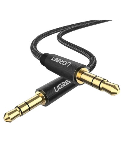 Аудіо кабель UGREEN AV112 3.5mm Male to 3.5mm Male Cable Gold Plated Metal Case with Braid 1m (Black)(UGR-50361) (UGR-50361)