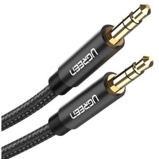 Аудіо кабель UGREEN AV112 3.5mm Male to 3.5mm Male Cable Gold Plated Metal Case with Braid 1m (Black)(UGR-50361) (UGR-50361)