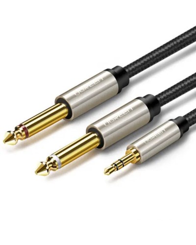 Аудіо кабель UGREEN AV126 3.5mm TRS to Dual 6.35mm TS Audio Cable 2m (Gray)(UGR-10615) (UGR-10615)