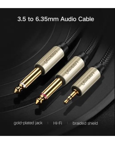 Аудіо кабель UGREEN AV126 3.5mm TRS to Dual 6.35mm TS Audio Cable 2m (Gray)(UGR-10615) (UGR-10615)