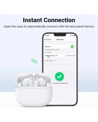 Бездротові навушники UGREEN WS106 HiTune T3 Active Noise-Cancelling Wireless Earbuds (White)(UGR-90206) (UGR-90206)