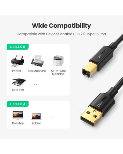 Кабель UGREEN US135 USB 2.0 AM to BM Print Cable 1m (Black) (UGR-20846)