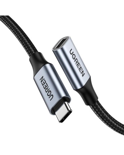 Кабель UGREEN US372 USB-C Male to USB-C Female Gen2 Alu Case Braided Extension Cable 1m (Space Gray)(UGR-30205) (UGR-30205)