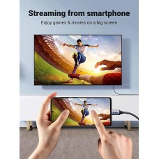 Кабель UGREEN MM142 USB-C to HDMI Male to Male Cable Aluminum Shell 1.5m (Gray Black)(UGR-50570) (UGR-50570)