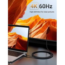 Кабель UGREEN MM142 USB-C to HDMI Male to Male Cable Aluminum Shell 1.5m (Gray Black)(UGR-50570) (UGR-50570)