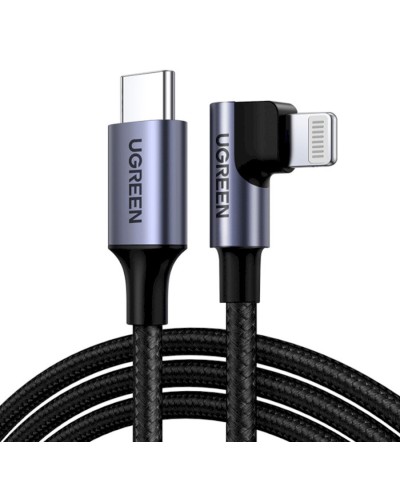 Кабель UGREEN US305 USB-C to Lightning Angled Cable Aluminum Shell Braided 1m(UGR-60763) (UGR-60763)